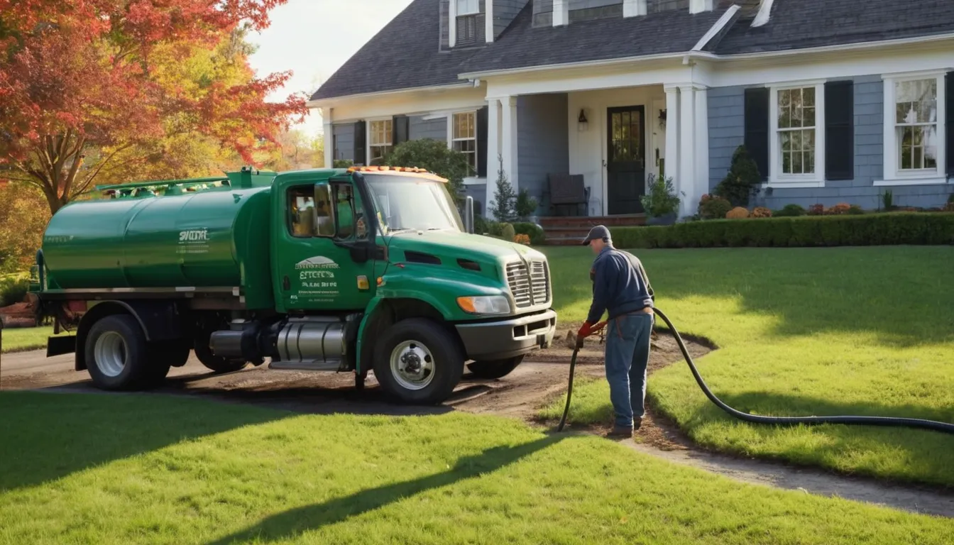 Septic provider pumping a residential tank in a Mount Airy yard